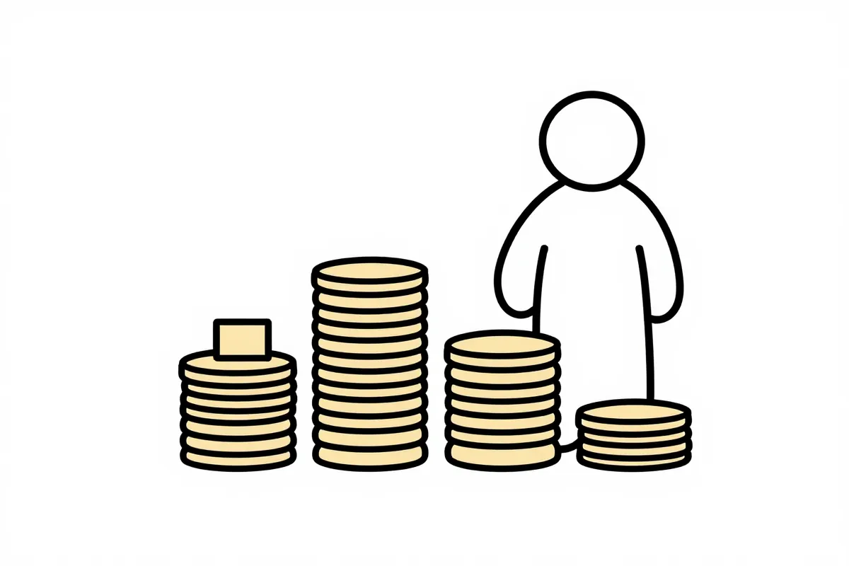 coins stacked in towers of increasing height