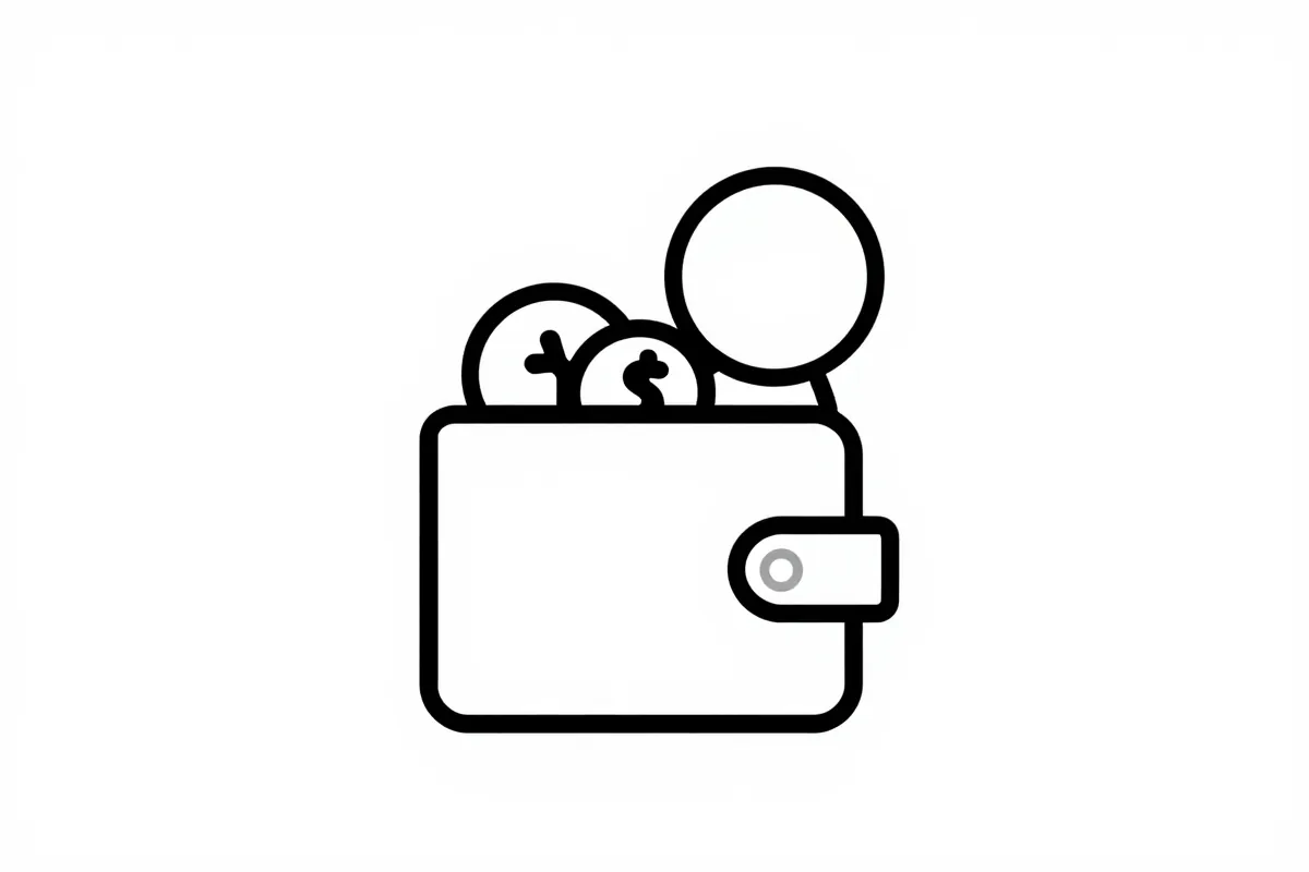 a wallet with coins spilling out