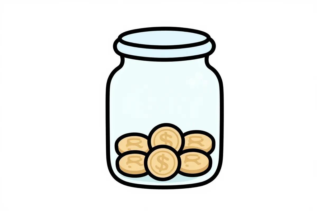a glass jar filled with coins